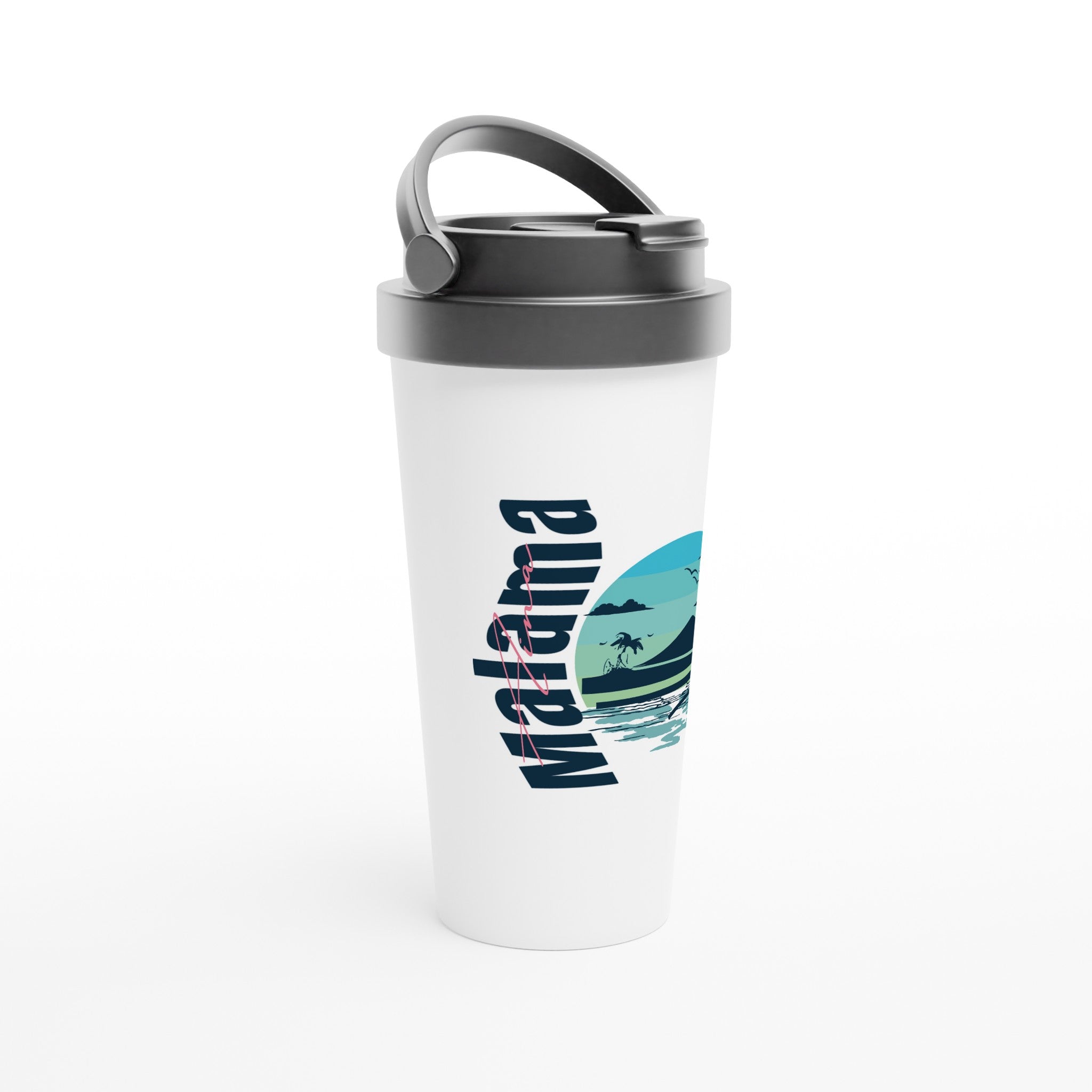 White 15oz Stainless Steel Travel Mug