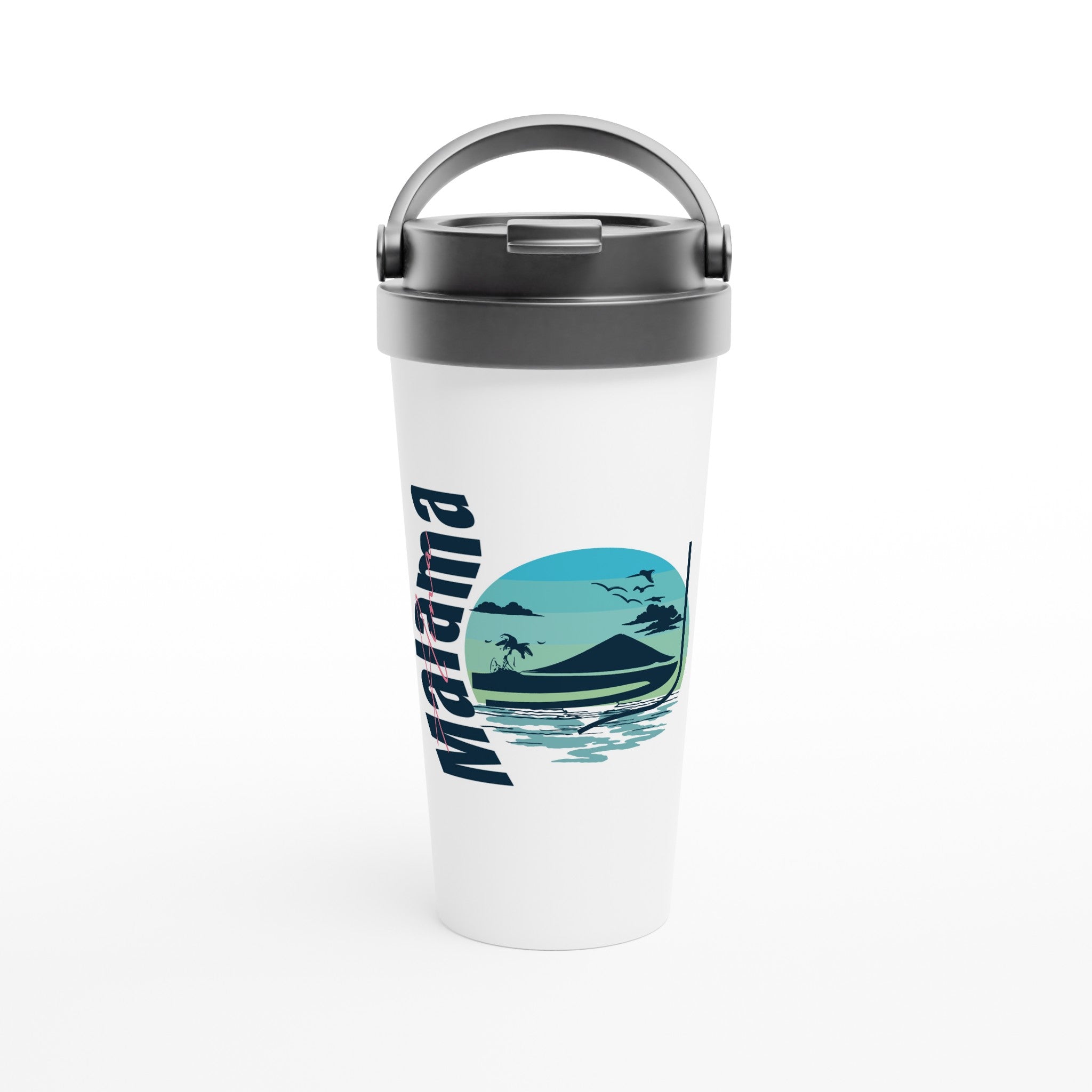 White 15oz Stainless Steel Travel Mug