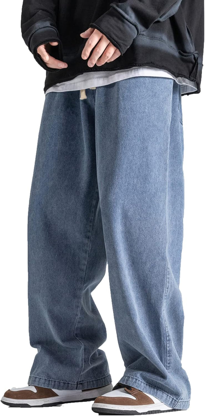 Men'S Hip Hop Jean Joggers Loose Fit Streetwear Biker Baggy Jeans Pants Stylish Printed Cargo Denim Pants