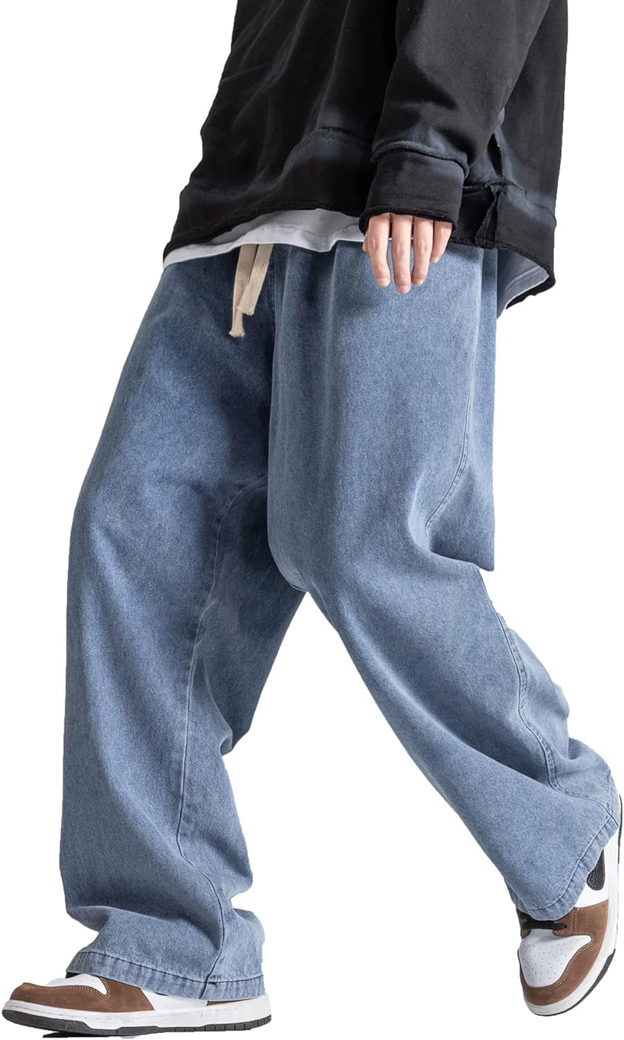 Men'S Hip Hop Jean Joggers Loose Fit Streetwear Biker Baggy Jeans Pants Stylish Printed Cargo Denim Pants