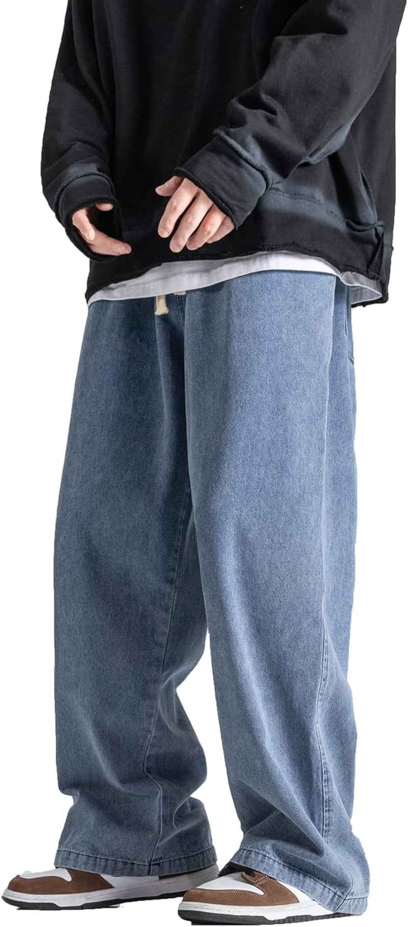 Men'S Hip Hop Jean Joggers Loose Fit Streetwear Biker Baggy Jeans Pants Stylish Printed Cargo Denim Pants