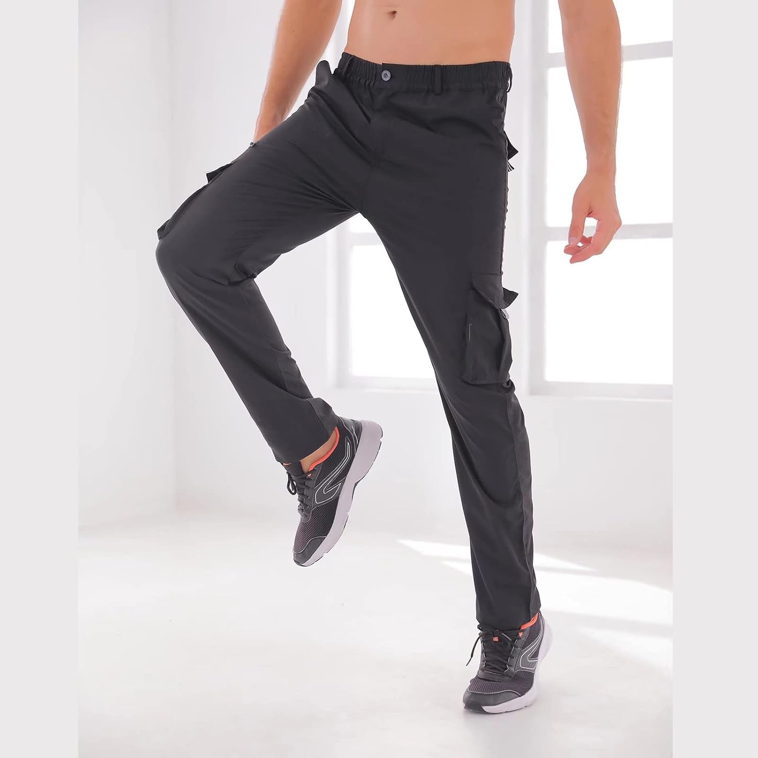 Men Outdoor Cargo Pant Lightweight Tactical Pant Hiking Jogger Classic Fit Multi Pockets