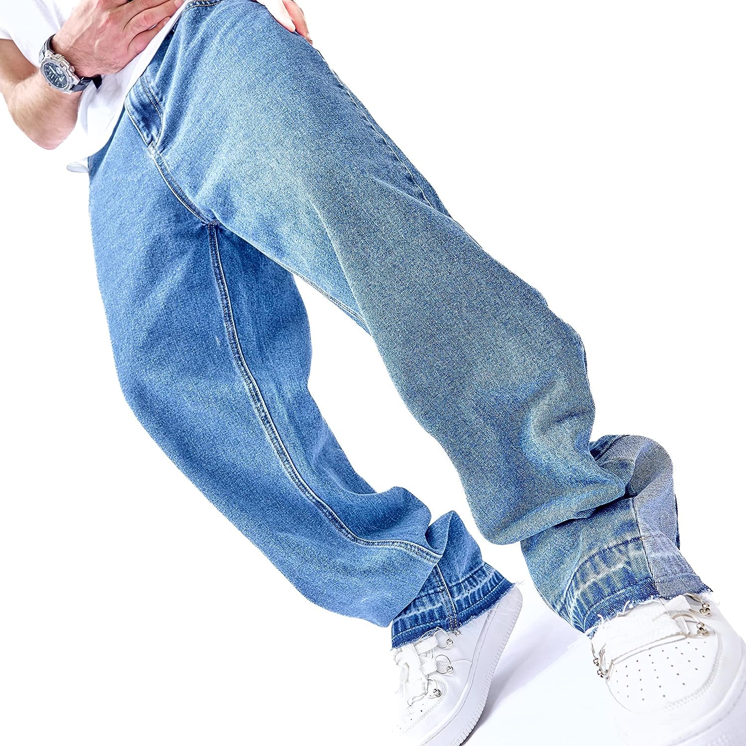 Men'S Loose Fit Pants Relaxed-Fit Men Jeans Washed Oversize Straight Leg Carpenter Jean