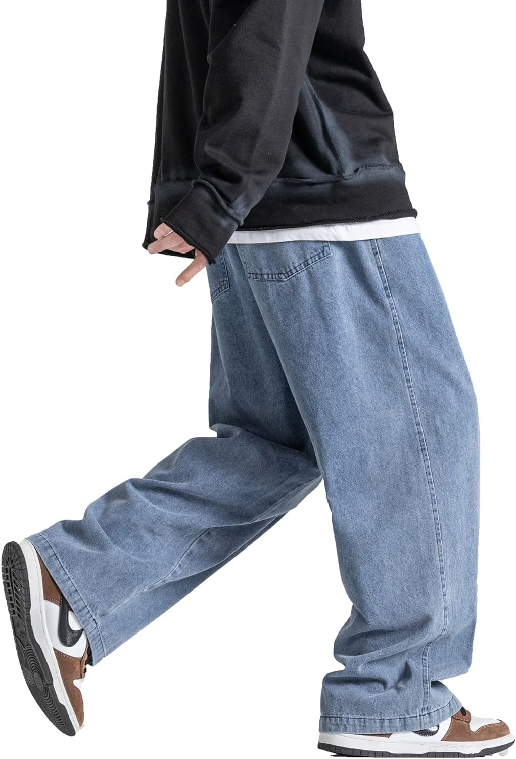 Men'S Hip Hop Jean Joggers Loose Fit Streetwear Biker Baggy Jeans Pants Stylish Printed Cargo Denim Pants