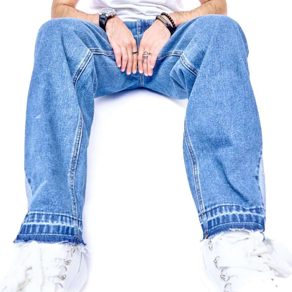 Men'S Loose Fit Pants Relaxed-Fit Men Jeans Washed Oversize Straight Leg Carpenter Jean