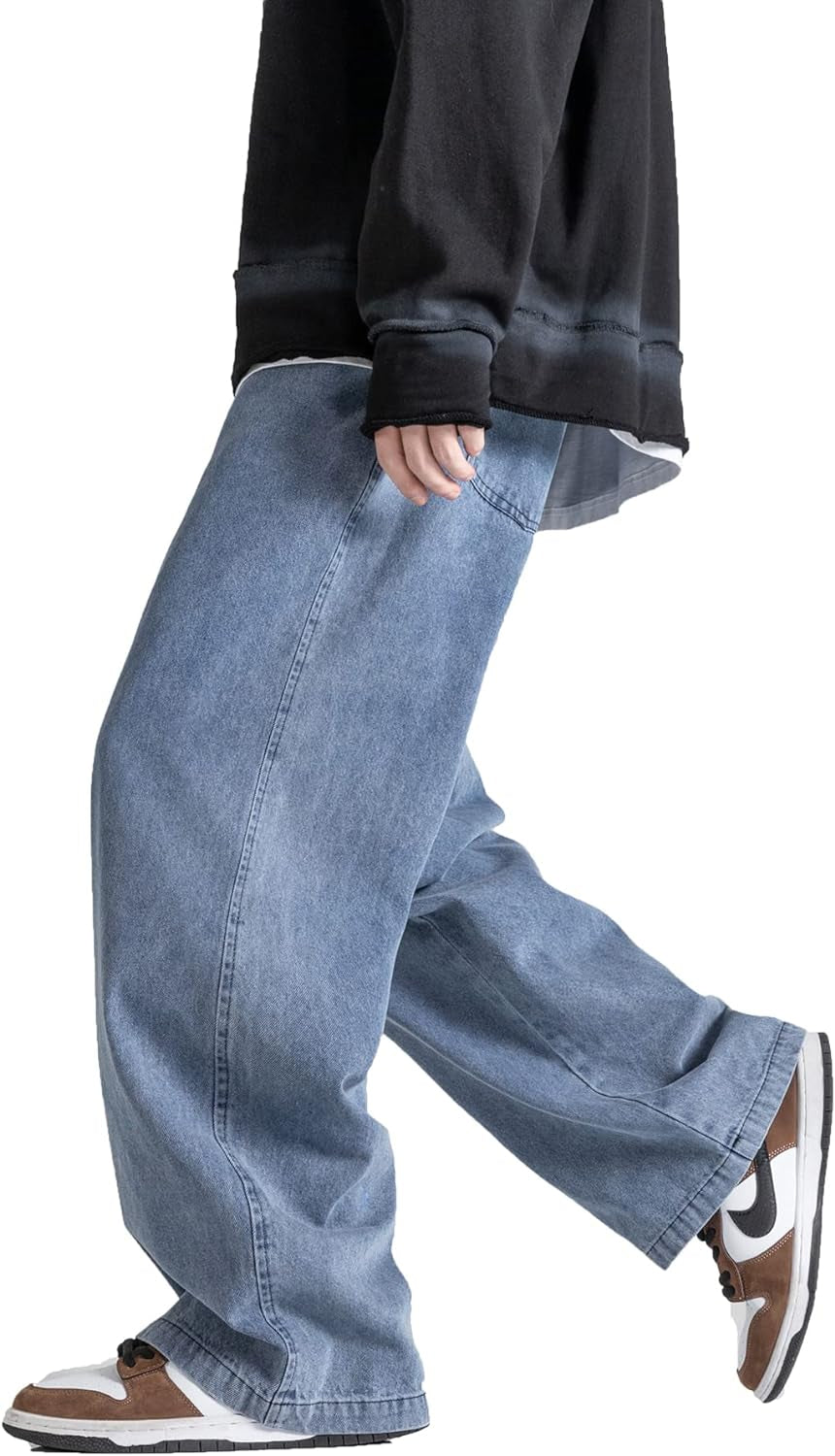 Men'S Hip Hop Jean Joggers Loose Fit Streetwear Biker Baggy Jeans Pants Stylish Printed Cargo Denim Pants