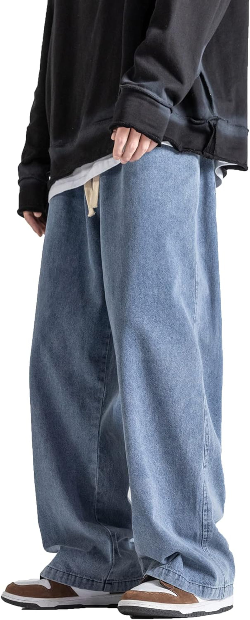 Men'S Hip Hop Jean Joggers Loose Fit Streetwear Biker Baggy Jeans Pants Stylish Printed Cargo Denim Pants
